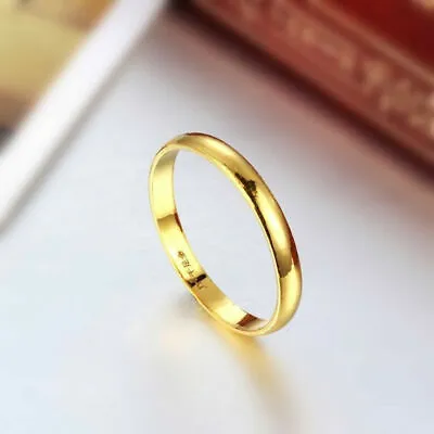 Pure 999 Solid 24K Yellow Gold Band Men Women Gift Simple Glossy Ring /Size 3-8 • $162