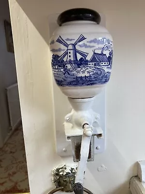 Vintage Coffee Grinder Mill Dutch Design Wall Mounted Kitchen Decor Delft 1970’s • £30