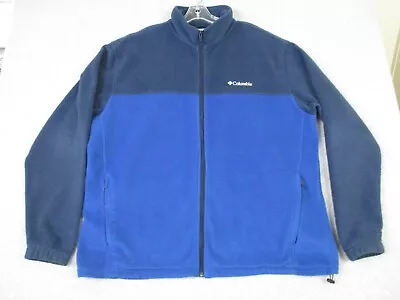 Columbia Jacket Mens XXL Blue Fleece Full Zip Long Sleeve Mock Neck Pockets • $14.99