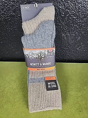 Boot Socks Mens Hewitt & Munro Highland Collection Wool Blend Size 8-12 2 Pack • $11.24
