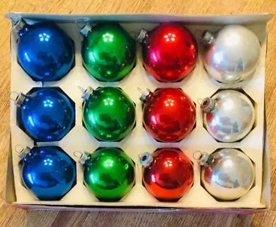 12 Vintage Glass Coby Christmas Ornaments 3  Four Colors! • $11.99