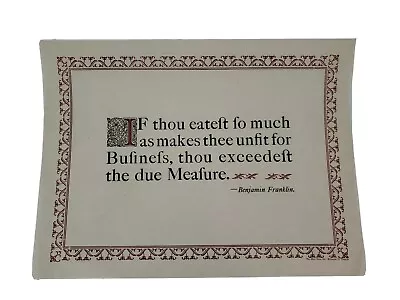 Dietz Press Vtg Set 6 Paper Placemats Benjamin Franklin Sayings Quotes Eating  • $14.69