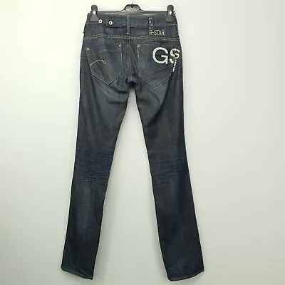 G-Star Womens Jeans Low Rise W26 L34 Straight MIDGE Blue Stretchy Genuine Denim • £18.99