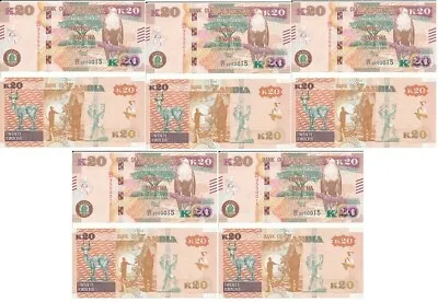 $1 • Buy Zambia _ 5 Pcs X 20 Kwacha 2022 UNC Lemberg-Zp