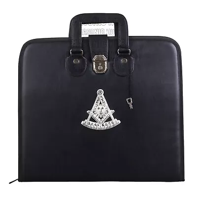 Masonic Hand Embroidered Past Master  Masonic Apron Case With Handle [ BLACK ] • $79.99