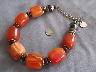 Spectacular Signed Masha Archer Statement Necklace Simulated Amber  • $999.99