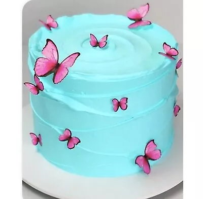 24 D-PINK Edible WAFER Butterfly BIRTHDAY ANNIVERSARY WEDDING ENGAGEMENT CUPCAKE • $20.13