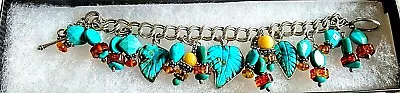 Sterling Silver Amy Kahn Russell Turquoise And Amber Charm Bracelet With Toggle  • $899