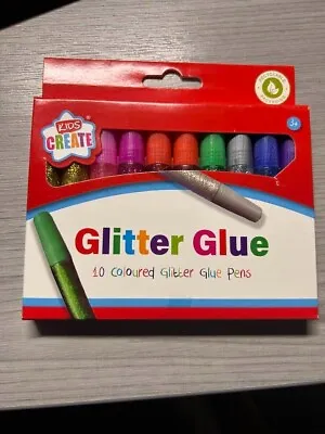 10 X Glitter Glue Pens Set Sparkly Tubes Kids Children Card Making DIY Art Craft • £3.59