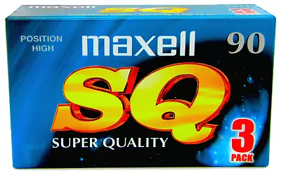 3 MAXELL SQ 90 Type II Chrome 90 Minutes Blank Audio Recording Cassette Tape NEW • £17.99