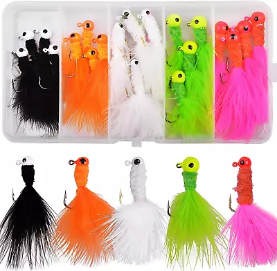 Jig Heads For Fishing Crappie Jig Head Marabou Feather Jig Lures Round Ball Head • $19.99