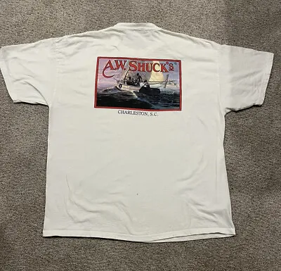 $22.05 • Buy VTG John Carroll Doyle AW Shuck's Seafood Shack Charleston SC Art T-Shirt XL 90s