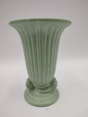 Vintage Green Haeger Pottery Vase Love Birds Fluted MCM 75th Anniversary  • $35.62