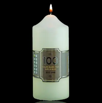 £7.95 • Buy Unscented Ivory Church Pillar Table Candle 100 Hours Burn Time