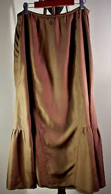 J Jill Midi Skirt Size 10P Petite Brown 100% Silk Lined • $17.20