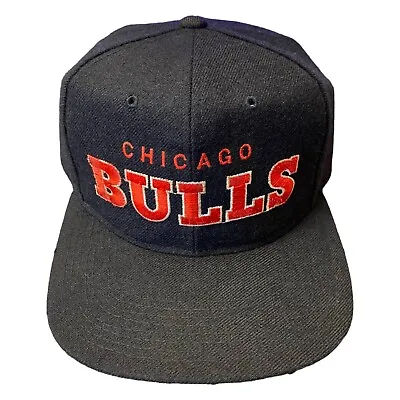 VTG 90s STARTER SnapBack Hat CHICAGO BULLS Black/Red Wool Official Licensed NBA • $124.96