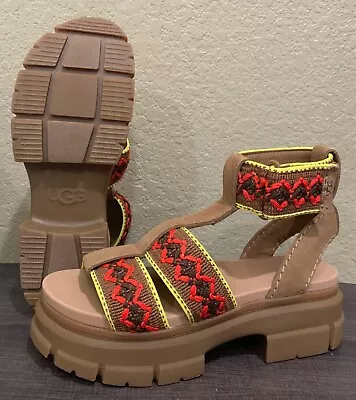 UGG Ashton Heritage Braid Women's Ankle Strap Gladiator Sandals Chestnut Size 10 • $65.99