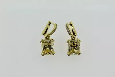 Judith Ripka 18 Kt Yellow Gold Earrings With White Diamonds And Citrine  • $749