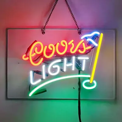 Coors Light Vintage Golf Flag Neon Sign Light Shop Store Club Wall Decor Beer • $88.56