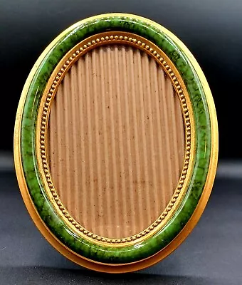 Plastic Vintage Oval Green And Gold Wall Or Table Photo Frame 4  X 6  • $18