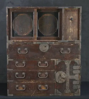 Antique Tansu Japan Furniture 1860 Carpenter Craft Edo Cabinet • £832.87