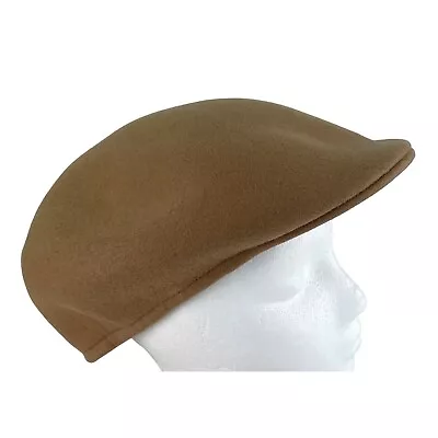 Vintage Mens Beige Tan 100% Wool Golf Newsboy Cap Hat • $16.99