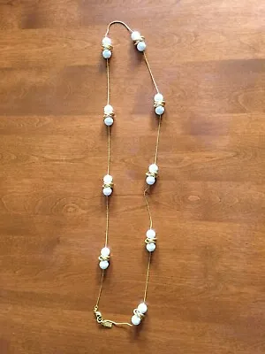 Vintage Talbots Chunky Gold Tone & White Lucite Bead Necklace • $7.77