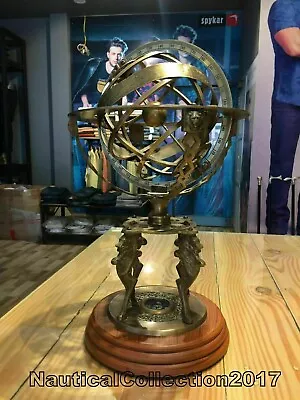 Brass Armillary Sphere World Globe Lion Engraved Decorative Item 18 Large Style • $272.66