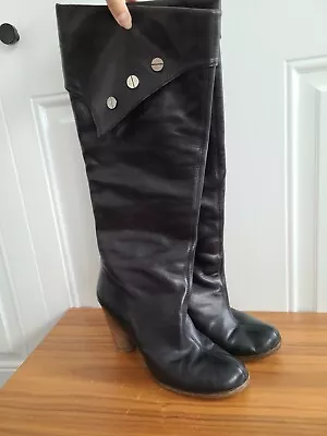 Modern Vintage Cuff Leather Boots Size 7.5 • $45