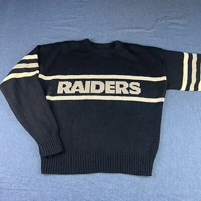 Vintage 1980s Oakland Raiders Cliff Engle Knit Sweater Adult Small • $69