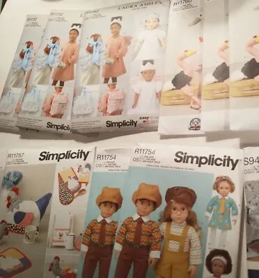 Lot Of 10 Simplicity Laura Ashley Doll Clothes Plushies Toy Sewing Patterns NEW • $24.99