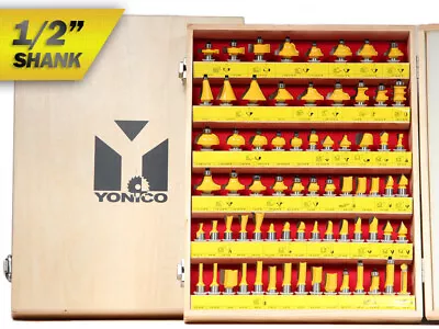 70 Bit Professional C3 Carbide Router Bit Set - 1/2  Shank - Yonico 17702 • $161.95