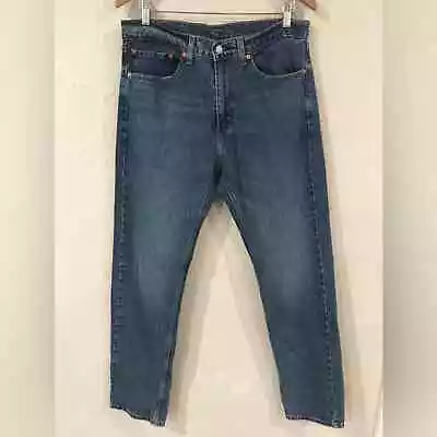 Levi’s 505 Regular Fit Men’s Sz 34x34 Stretch Denim Jeans Medium Wash Tall • $32
