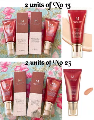 Lot Of 2  Missha M Perfect Cover BB Cream 13 Bright Beige 23 Natural Beige NIB • $17.99