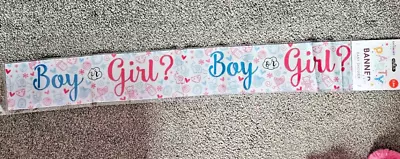 Banner Boy Or Girl Gender Reveal  Party Decoration Baby Shower Blue Pink • £2.15