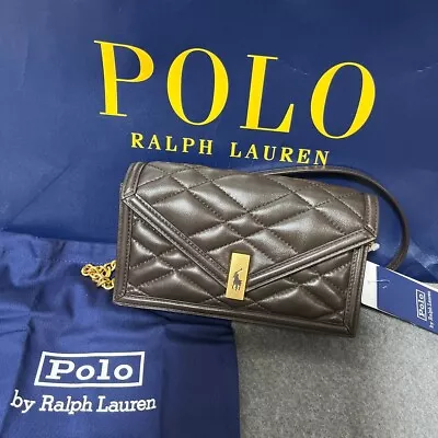 Polo Ralph Lauren ID Quilted Chain Wallet & Bag NEW Brown Shipping From Japan !! • $228