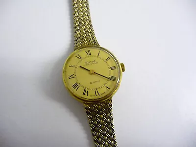 Vintage Ladies Montine Of Switzerland Wrist Watch; Gold Metal Case & Fine Link • $9.96