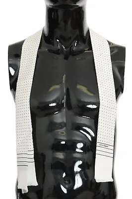 £68.40 • Buy DOLCE & GABBANA Scarf White Polka Dotted Silk Skinny Necktie 140cmx25cm