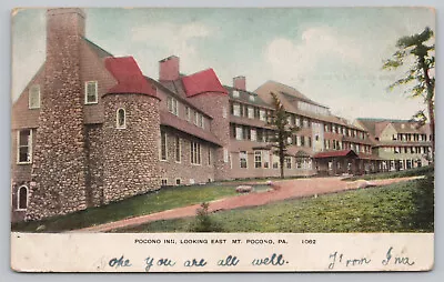 Mt Pocono PA Pennsylvania - Pocono Inn Looking East - Monroe County - Postcard • $7.50