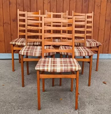 6x Dining Chairs Vintage Designer Chair Wood 60s Sprint Chair Danish 60s B • £280.55