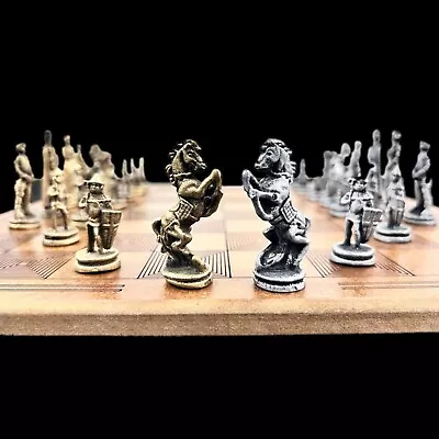 Metal British Chess Set Heavy Metal With 14''x14'' Chessboard - Metal Chess Set • $143