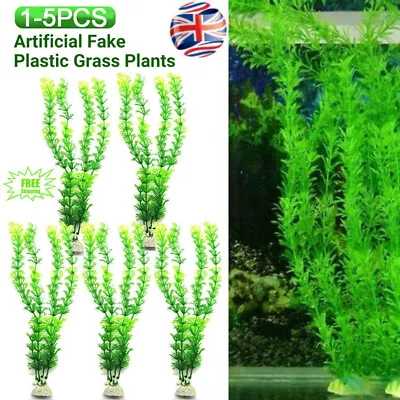 UK Large Artificial Fake Plastic Water Grass Plants For Fish Tank Aquarium Decor • £2.45