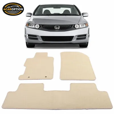 Fits 06-11 Honda Civic Floor Mats Carpet Front & Rear Beige 3PC - Nylon • $57.99