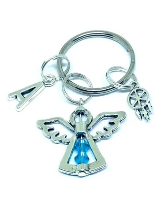 £4.99 • Buy Personalised March Birthstone Dream-catcher Guardian Angel Keyring Keepsake Gift