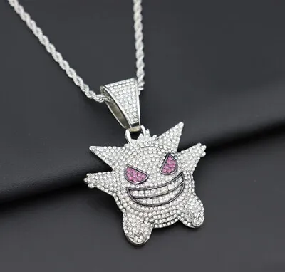 £5.10 • Buy ICED OUT Cubic Zirconia Pokemon “Gengar” 💜 Hip Hop Necklace 💜 Gift