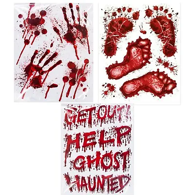 Halloween Window Stickers Decoration Scary Blood Hand Party Bloody Red Decals UK • £3.37