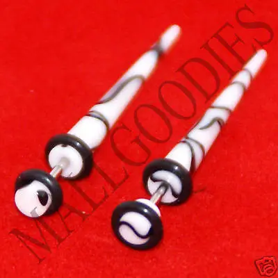 0108 Fake Faux Cheater Illusion Stretchers Tapers Exanders Plugs 6G White Marble • $7.95