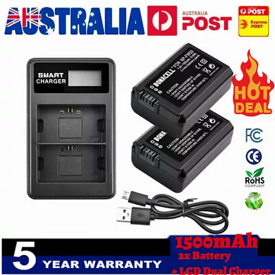 $27.99 • Buy 2× NP-FW50 Battery+Dual Charger For SONY Alpha A7,SLT-A33,A35,A37,A55V, DSC-RX10