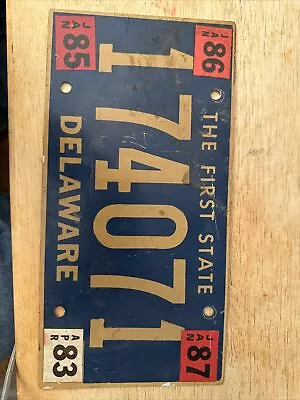 Vintage 1983/87 Delaware License Plate #174071 (J-1) • $25