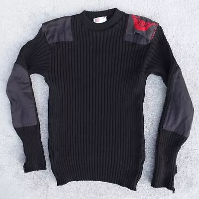 Rothco Sweater Men's 40 Black 100% Wool Cobra Commander Patch Shoulder Elbows • $24.95